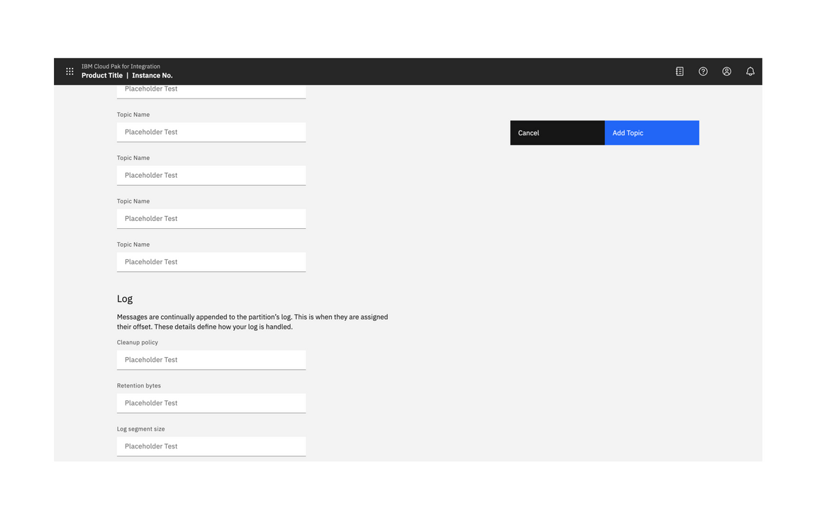 Example of a full-page creation flow